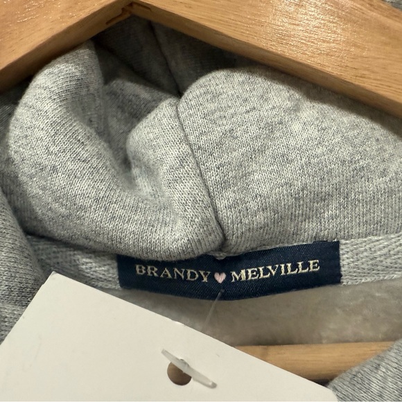 NWT Brandy Melville Christy Oversized Gray Zip Hoodie Sweatshirt Sz L/XL - Picture 5 of 9